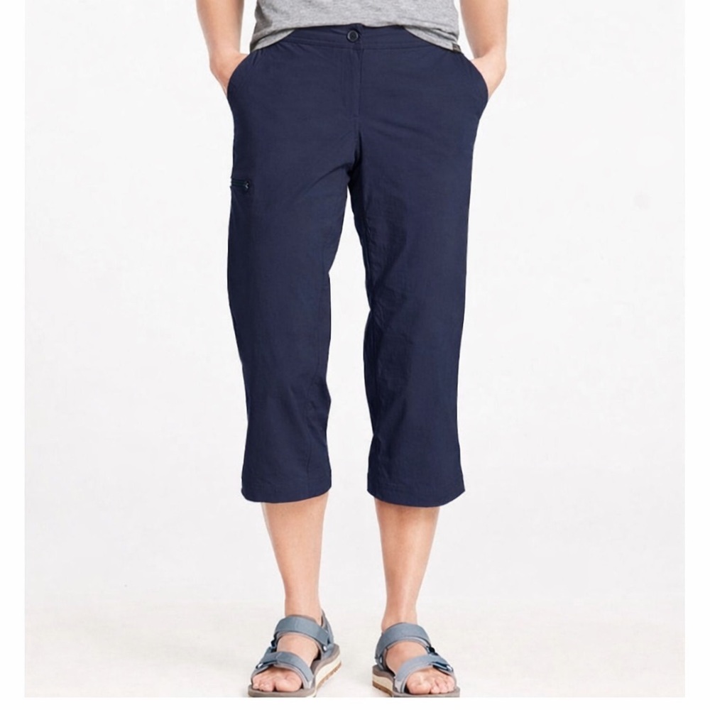 L.L.Bean Navy Blue Hiking Crop Pants Cropped Capri Mid Rise Straight size 10 P
